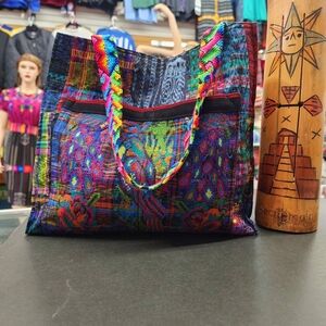 Multicolor Woven Tote Bag